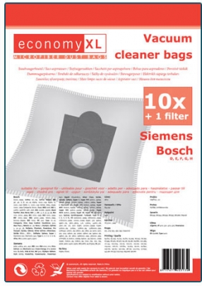 H 10 - Staubsaugerbeutel geeignet SI08 Siemens economy - E, F, XL D, G, für